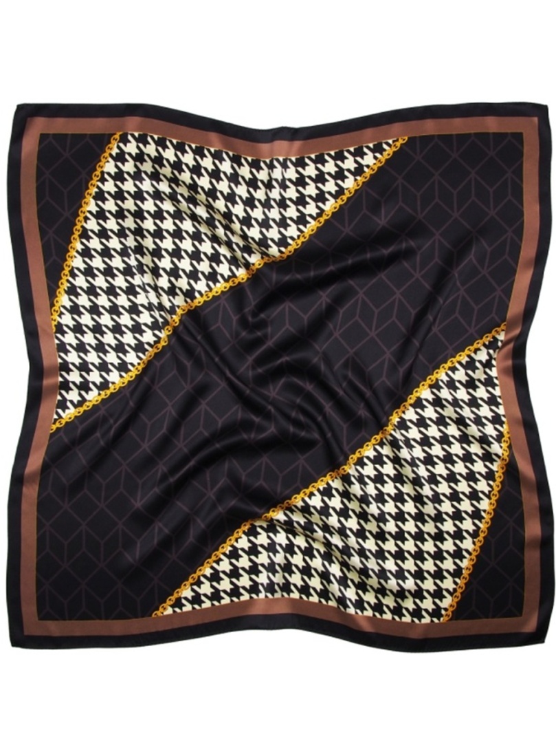 AD7-016 Apaszka jedwabna drukowana, pepitka 68x68cm
